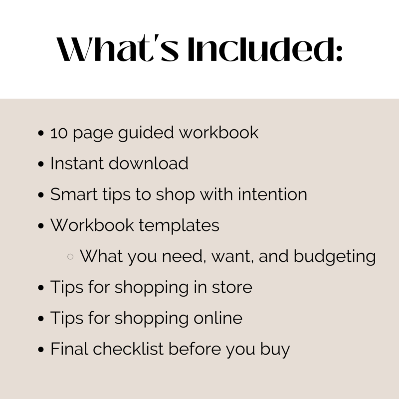 Before You Shop Workbook What's Included